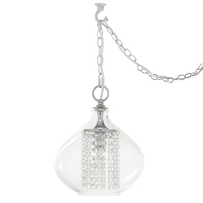 Pendentif en verre et cristal à facettes en forme d'orchidée argentée, à brancher ou à accrocher