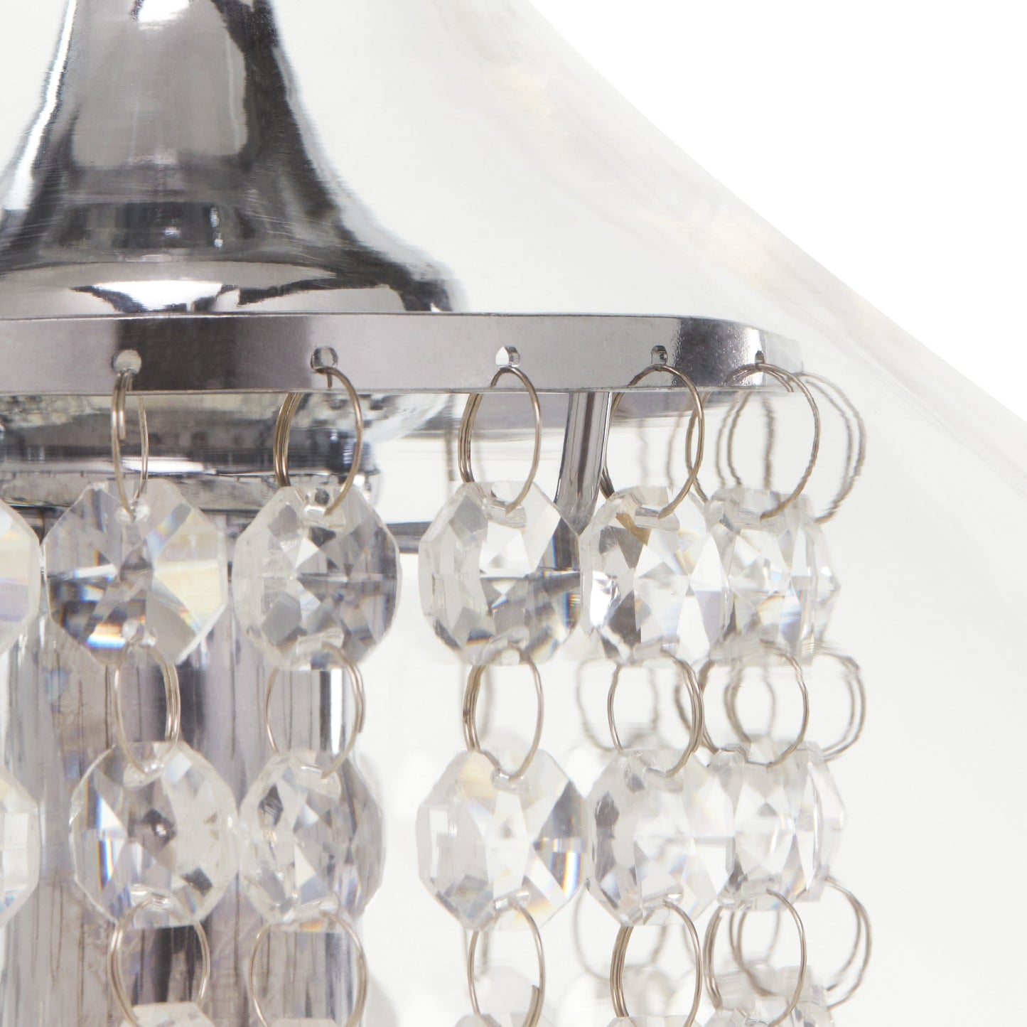 Pendentif en verre et cristal à facettes en forme d'orchidée argentée, à brancher ou à accrocher