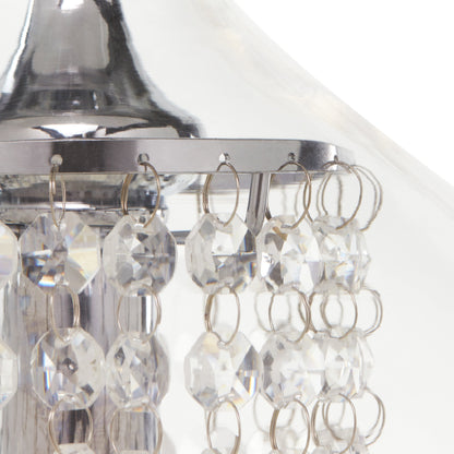 Pendentif en verre et cristal à facettes en forme d'orchidée argentée, à brancher ou à accrocher