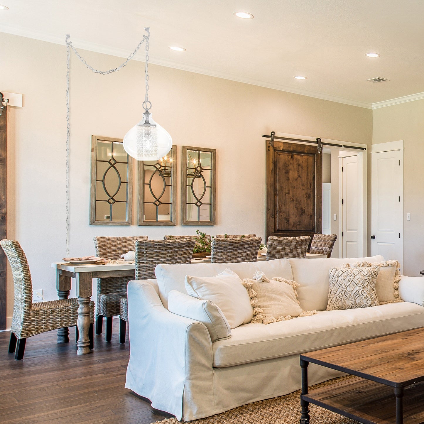 Pendentif en verre et cristal à facettes en forme d'orchidée argentée, à brancher ou à accrocher