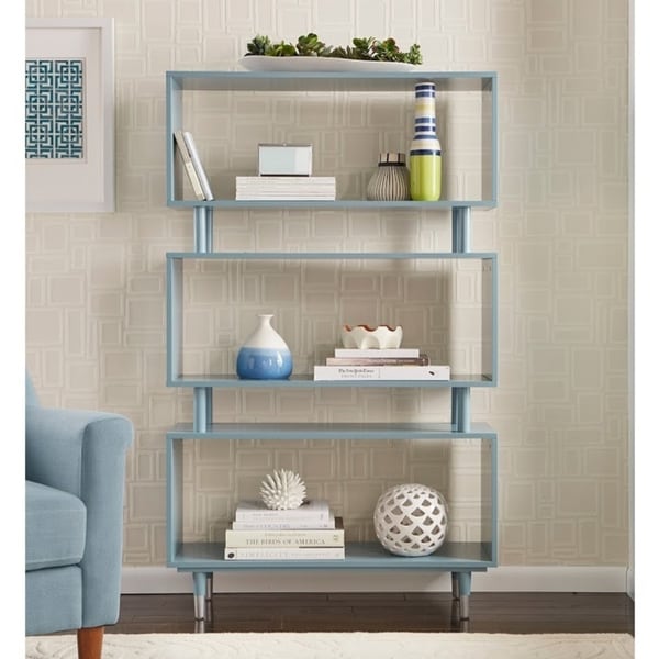 Bibliothèque à 3 niveaux Margo de Simple Living, style milieu de siècle moderne – 59,5 x 36 x 11,8 po