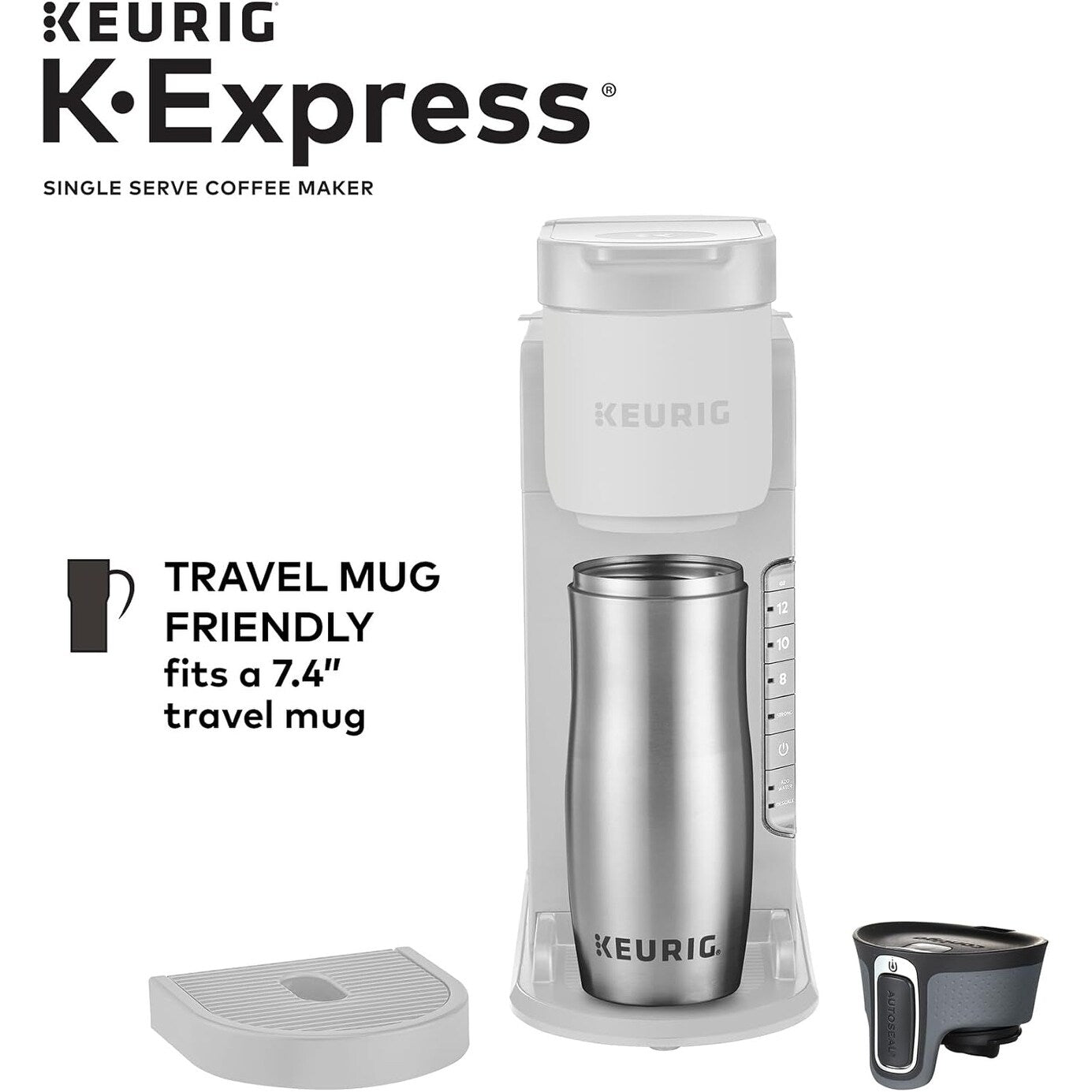 Cafetière K-Cup à dose unique, 3 tailles d'infusion, infusion forte, réservoir de 1,27 kg, pierre chaude