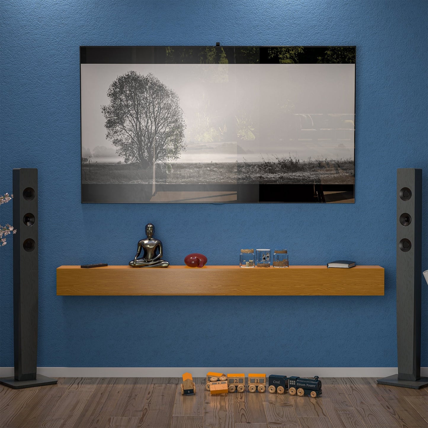 Étagère flottante murale pour manteau de cheminée en pin massif