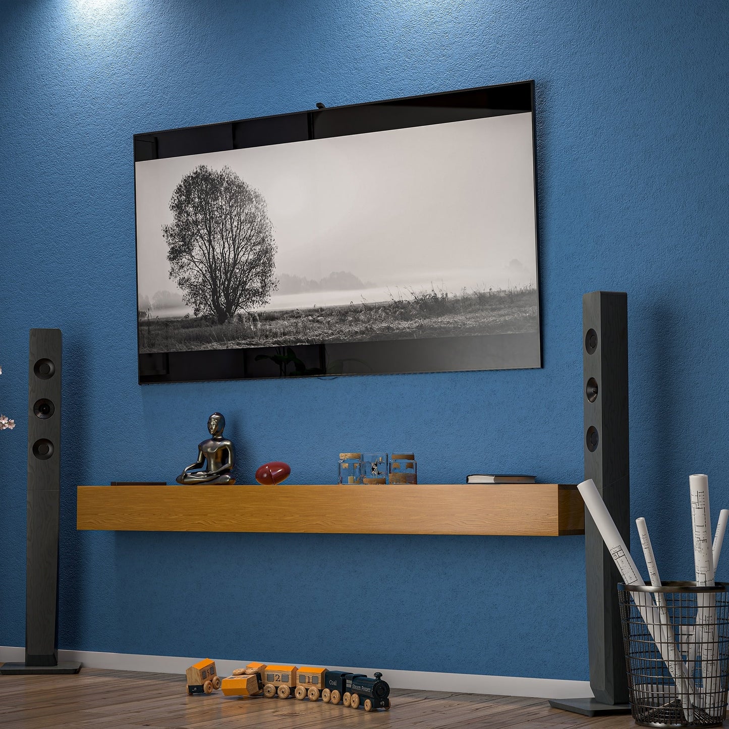 Étagère flottante murale pour manteau de cheminée en pin massif