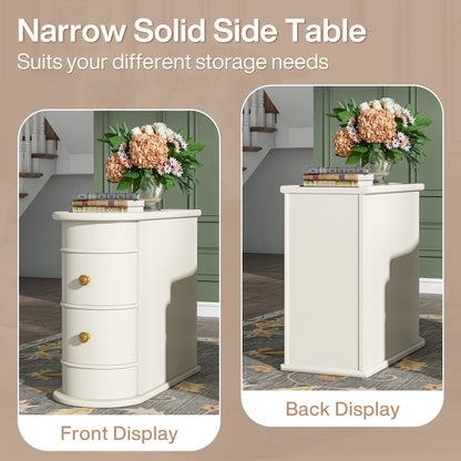 Table d'appoint étroite à deux tiroirs en bois massif