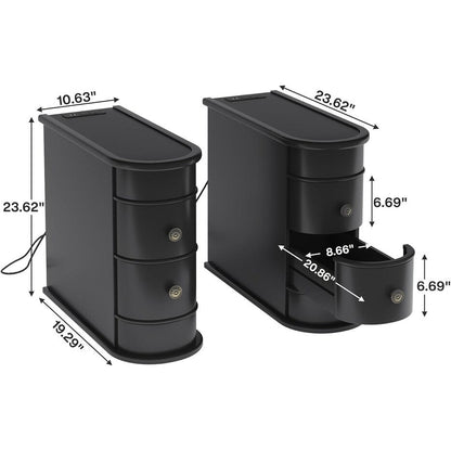 Table d'appoint étroite à deux tiroirs en bois massif