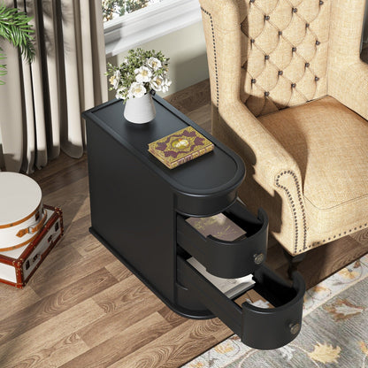 Table d'appoint étroite à deux tiroirs en bois massif