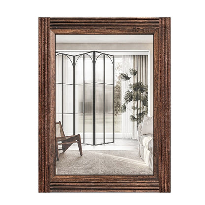 Miroir de salle de bain plat avec cadre en bois massif