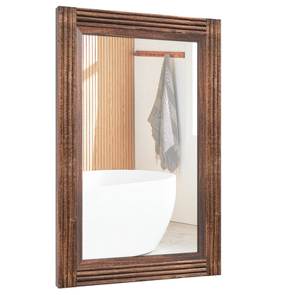 Miroir de salle de bain plat avec cadre en bois massif
