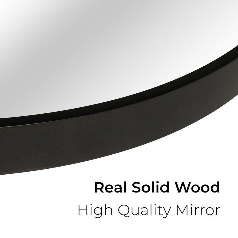 Miroir mural rond classique avec cadre en bois