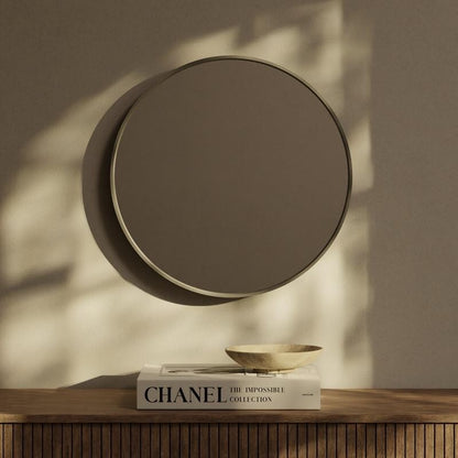 Miroir mural rond classique avec cadre en bois