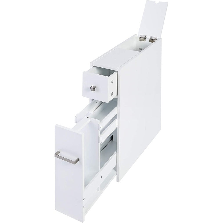 Meuble de rangement de salle de bain Spirich Home Slim, porte-papier toilette autoportant, tiroir coulissant pour meuble de salle de bain