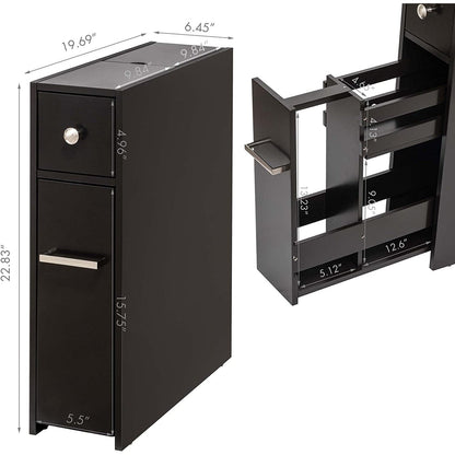 Meuble de rangement de salle de bain Spirich Home Slim, porte-papier toilette autoportant, tiroir coulissant pour meuble de salle de bain