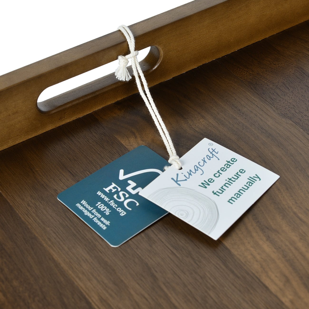 Plateau de service carré en bois de noyer noir KINWELL avec poignées