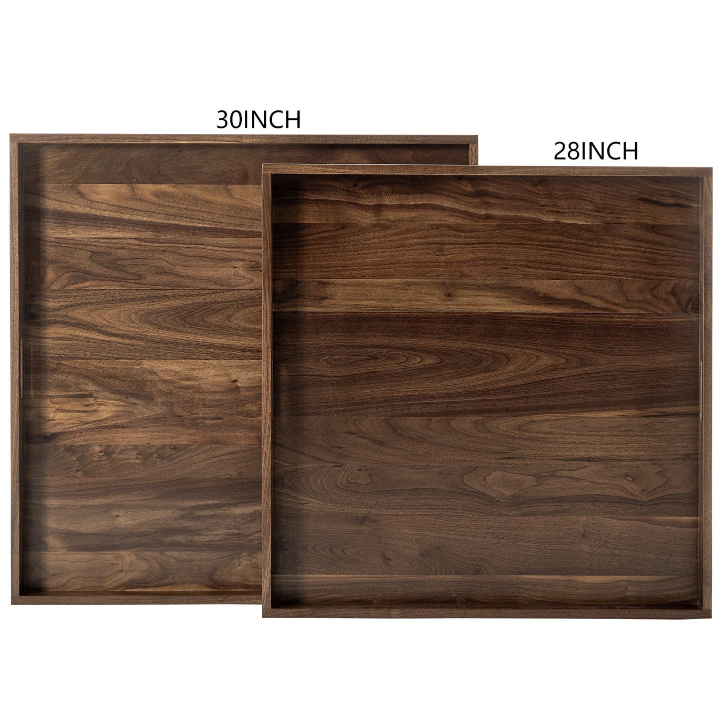 Plateau de service carré en bois de noyer noir KINWELL avec poignées