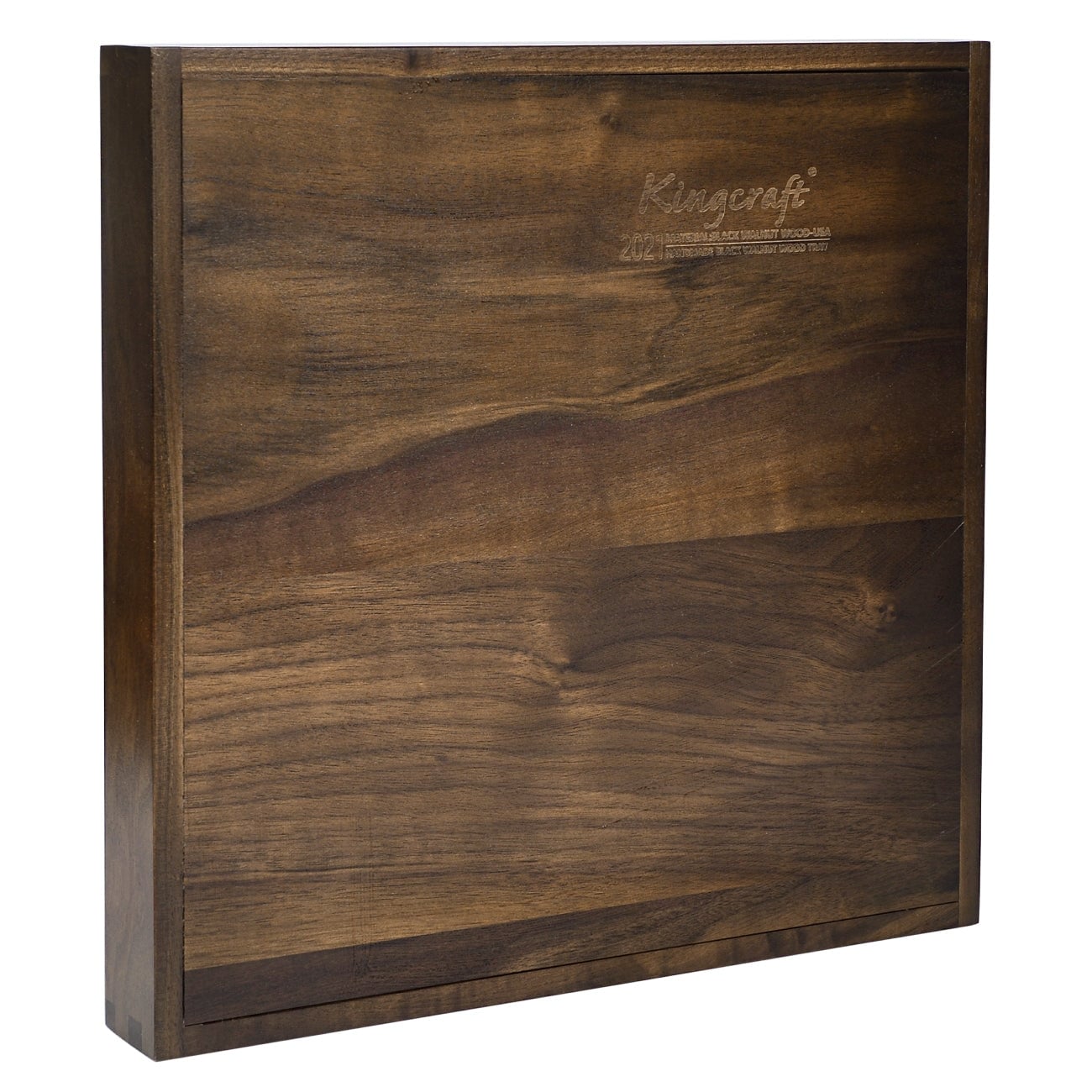 Plateau de service carré en bois de noyer noir KINWELL avec poignées