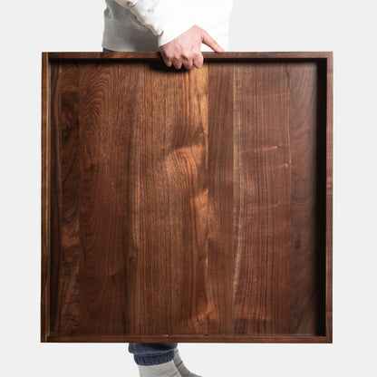 Plateau de service carré en bois de noyer noir KINWELL avec poignées