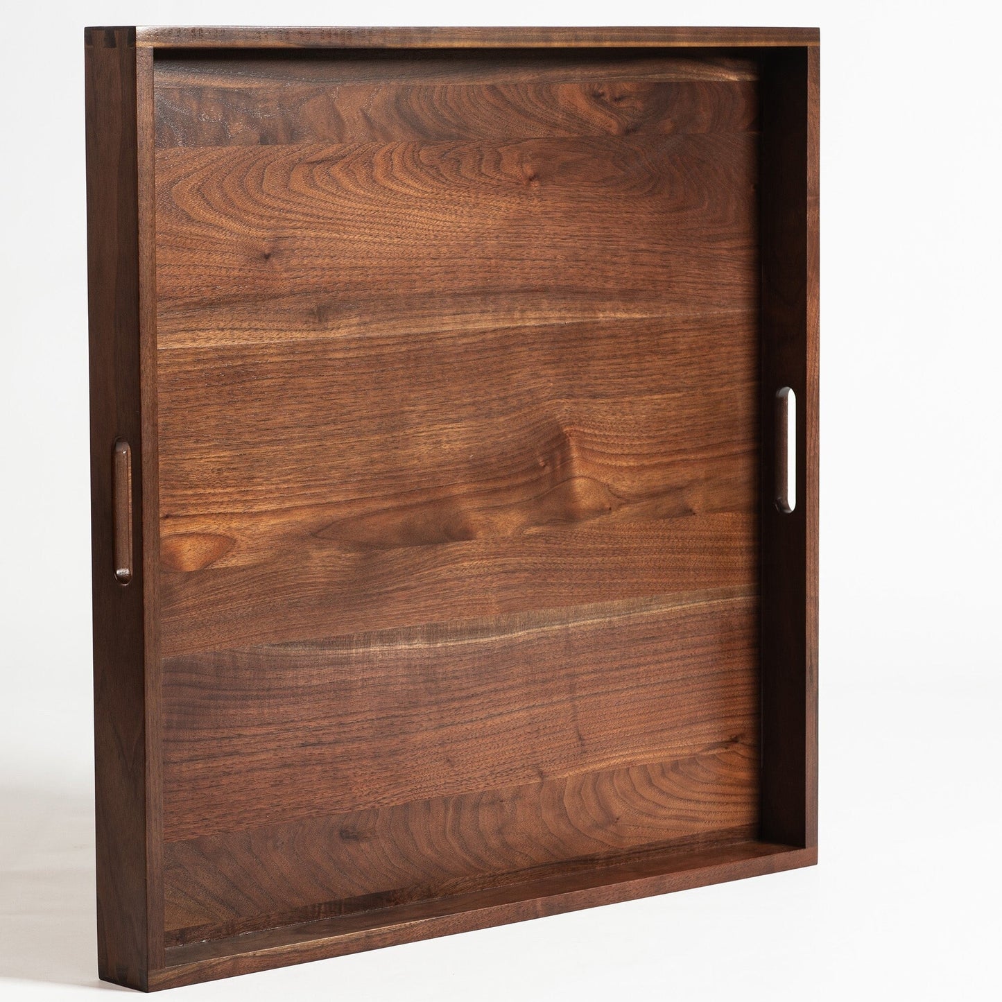 Plateau de service carré en bois de noyer noir KINWELL avec poignées