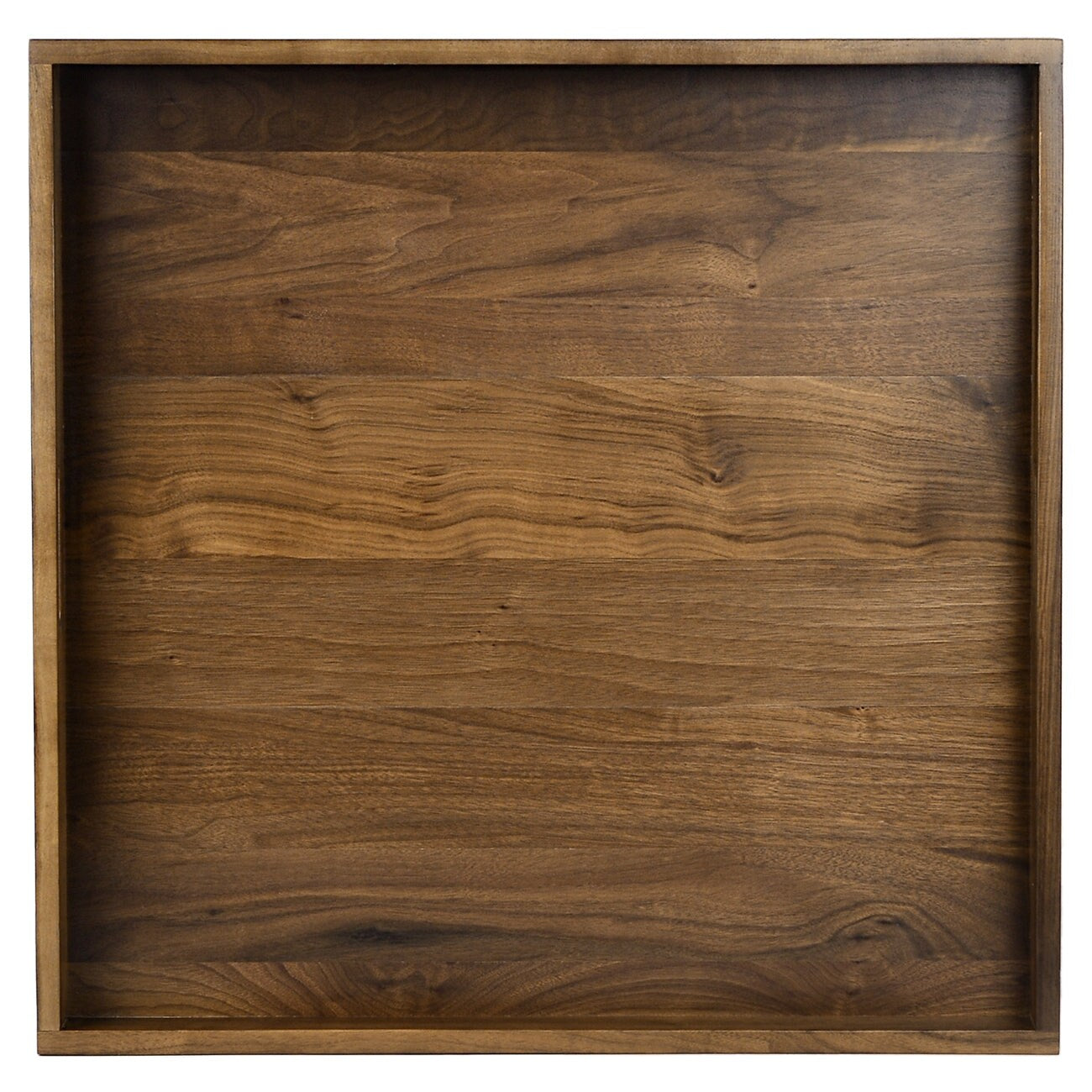 Plateau de service carré en bois de noyer noir KINWELL avec poignées