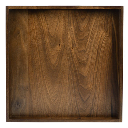 Plateau de service carré en bois de noyer noir KINWELL avec poignées