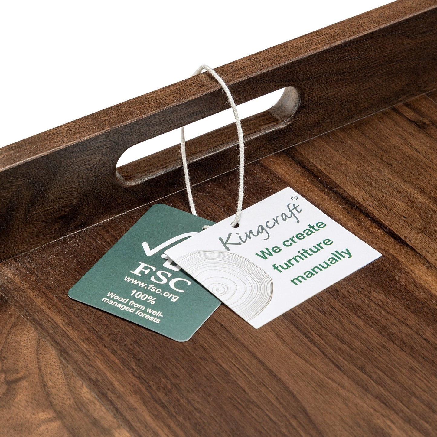 Plateau de service carré en bois de noyer noir KINWELL avec poignées