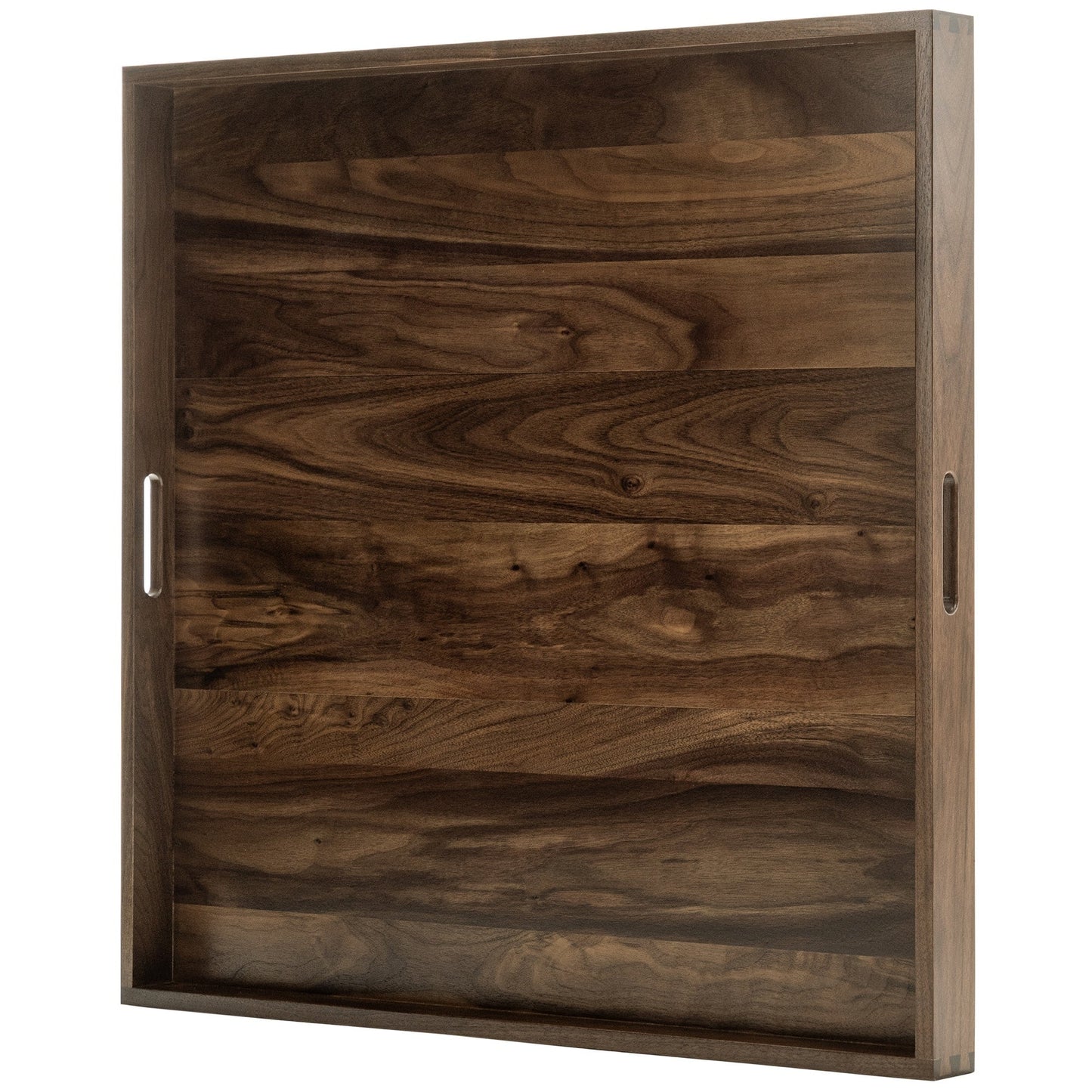 Plateau de service carré en bois de noyer noir KINWELL avec poignées