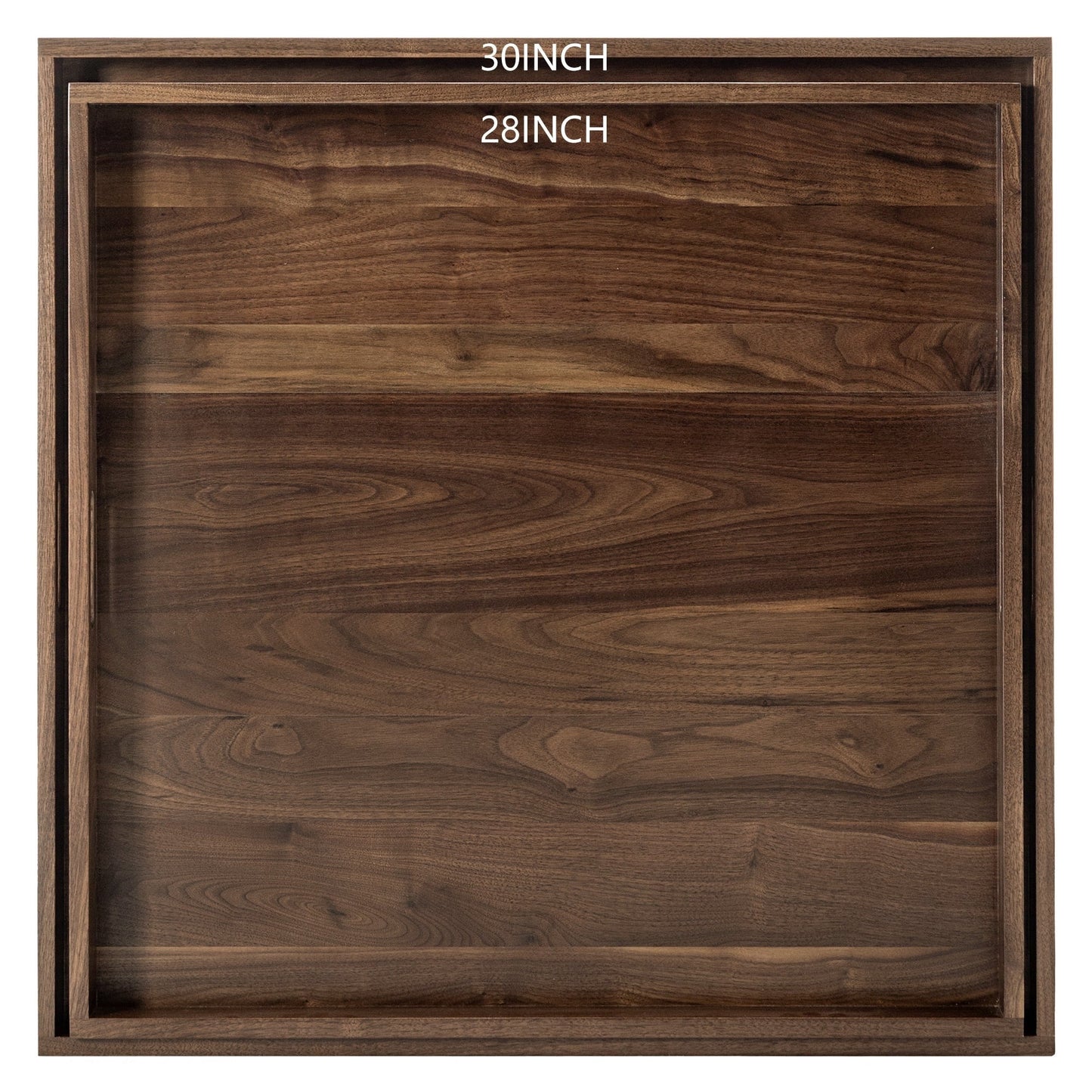 Plateau de service carré en bois de noyer noir KINWELL avec poignées