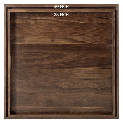 Plateau de service carré en bois de noyer noir KINWELL avec poignées