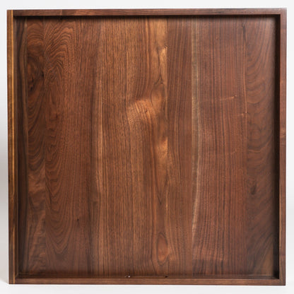 Plateau de service carré en bois de noyer noir KINWELL avec poignées