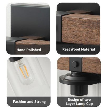 Applique murale de salle de bain Starsky 2, 3 ou 4 lampes en verre à intensité variable avec abat-jour cylindrique transparent