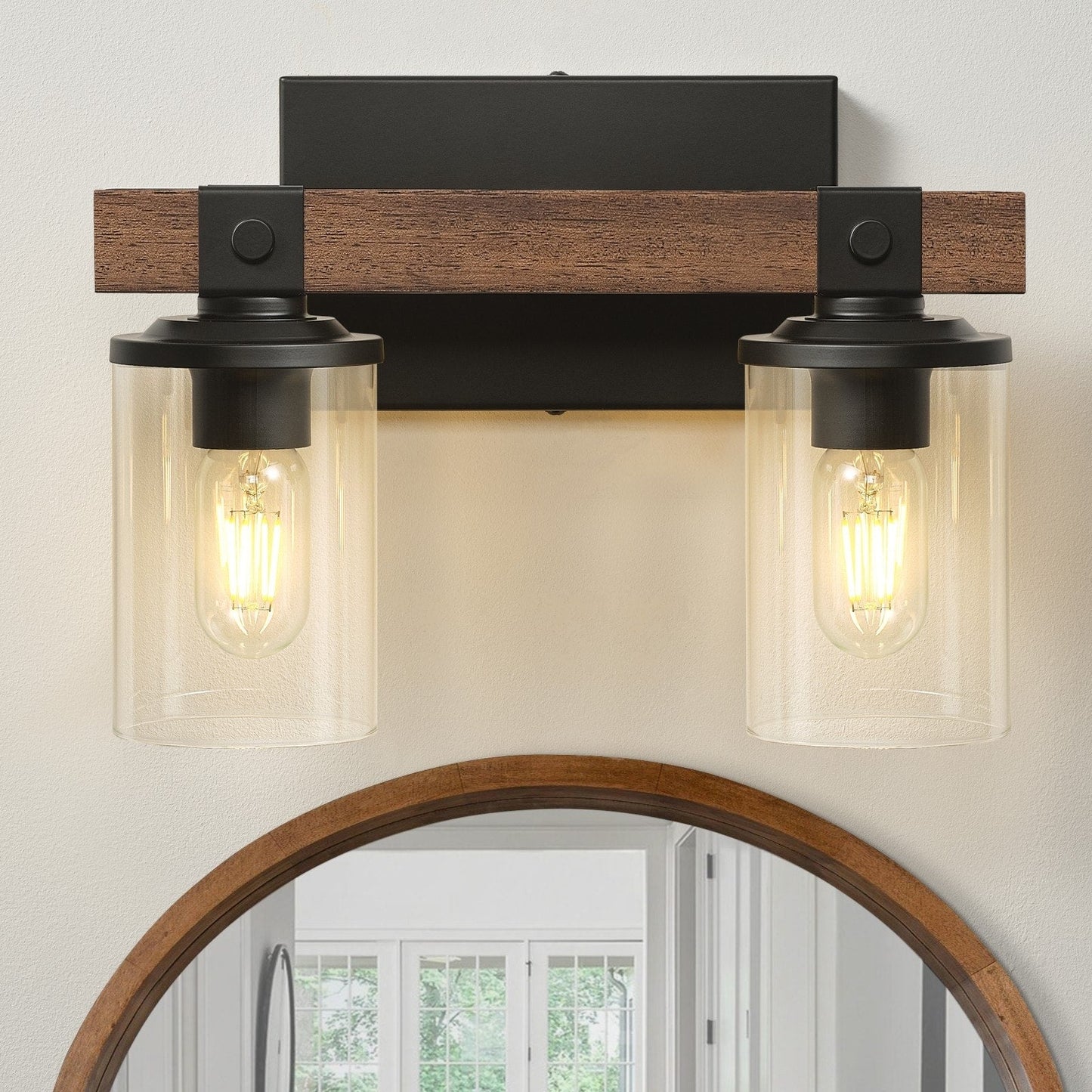 Applique murale de salle de bain Starsky 2, 3 ou 4 lampes en verre à intensité variable avec abat-jour cylindrique transparent