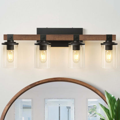 Applique murale de salle de bain Starsky 2, 3 ou 4 lampes en verre à intensité variable avec abat-jour cylindrique transparent