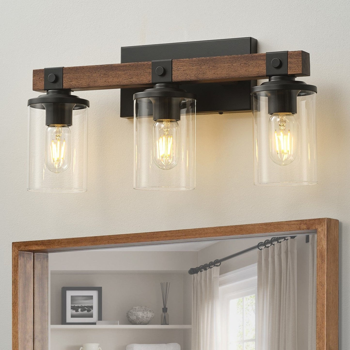 Applique murale de salle de bain Starsky 2, 3 ou 4 lampes en verre à intensité variable avec abat-jour cylindrique transparent