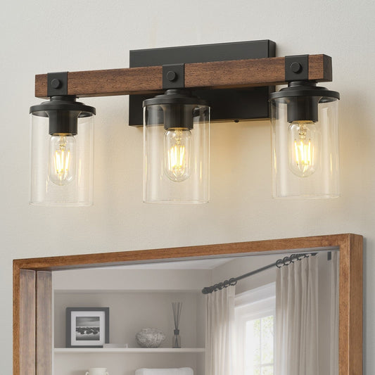 Applique murale de salle de bain Starsky 2, 3 ou 4 lampes en verre à intensité variable avec abat-jour cylindrique transparent