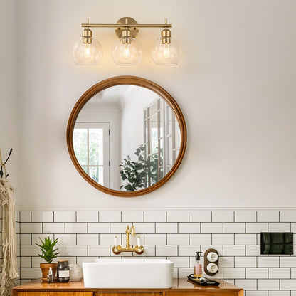 Applique de salle de bain moderne Starsky à 4 lumières et intensité variable avec abat-jour en verre globe