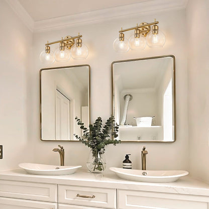 Applique de salle de bain moderne Starsky à 4 lumières et intensité variable avec abat-jour en verre globe