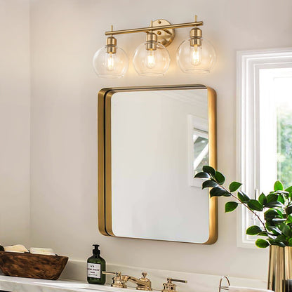 Applique de salle de bain moderne Starsky à 4 lumières et intensité variable avec abat-jour en verre globe