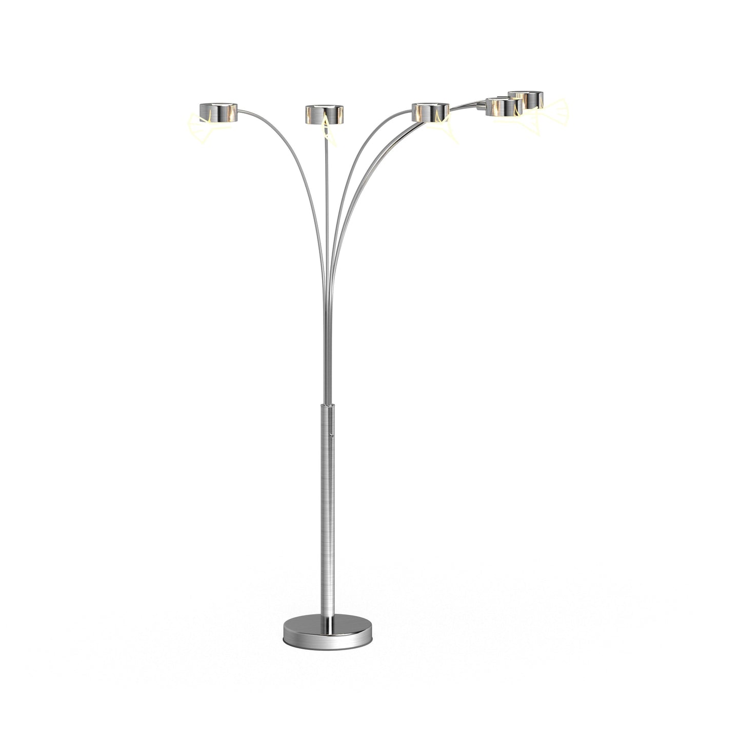 Lampadaire arqué 5 lumières Charlie de Strick &amp; Bolton en acier brossé