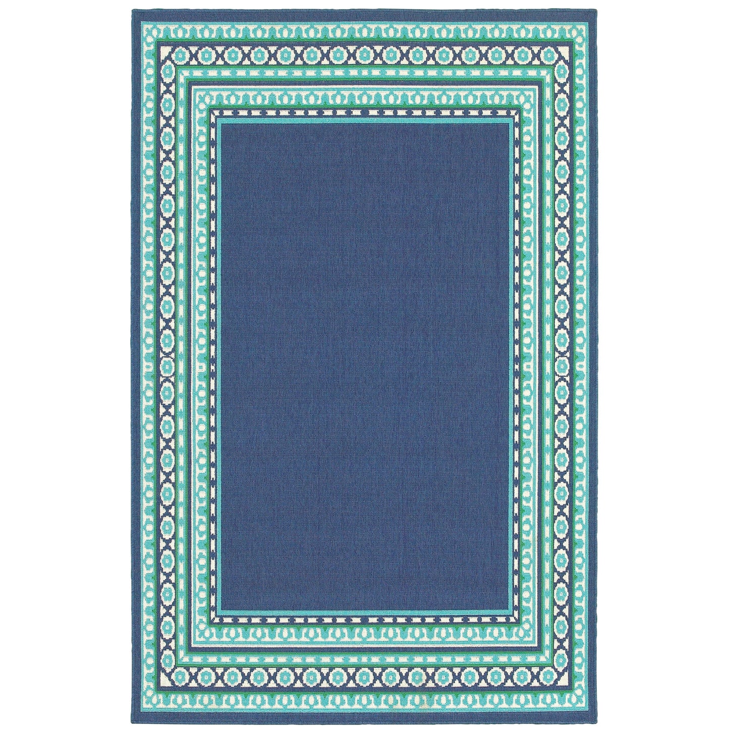 Tapis d'intérieur/extérieur Style Haven Martinque Green à bordure marine~