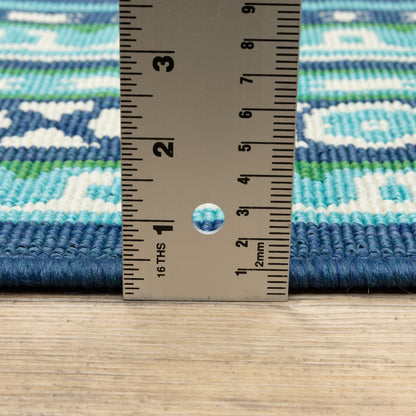 Tapis d'intérieur/extérieur Style Haven Martinque Green à bordure marine~