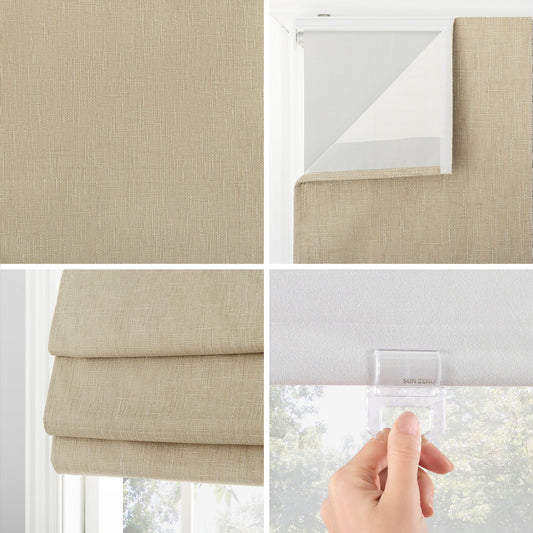 Store romain texturé sans fil Sun Zero Pryer, occultant total