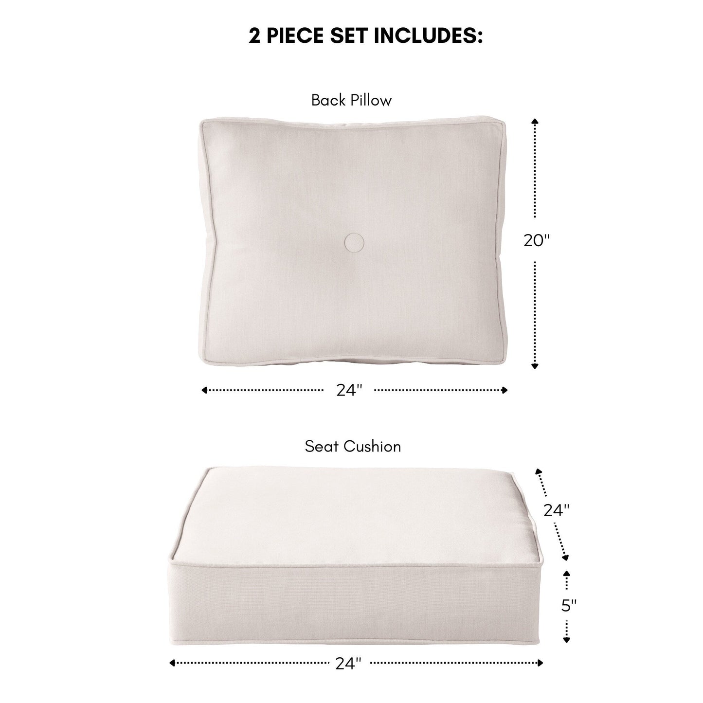 Ensemble de coussins d'extérieur haut de gamme Sunbrella 2 pièces