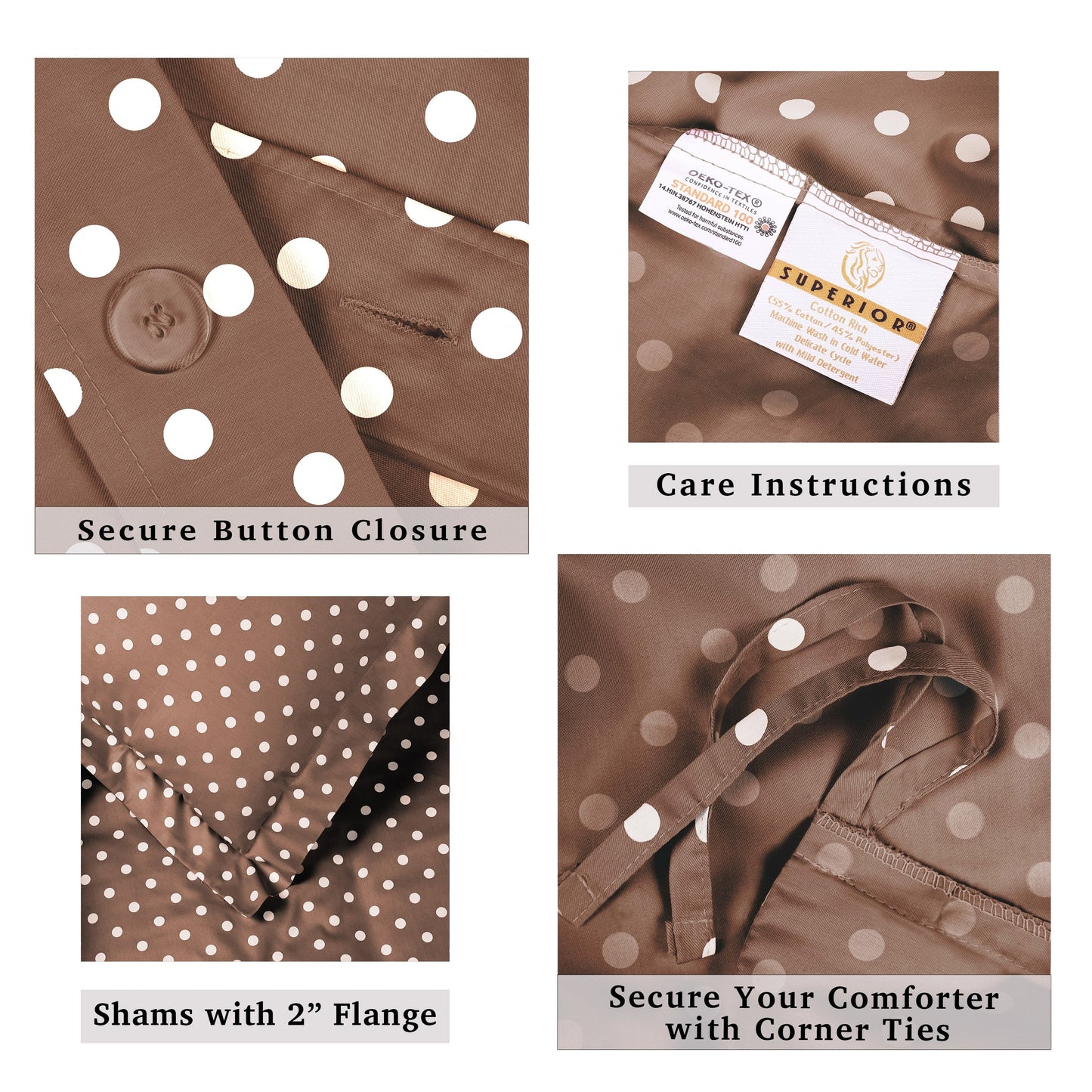 Parure de lit en mélange de coton à pois 600 fils au pouce carré de qualité supérieure