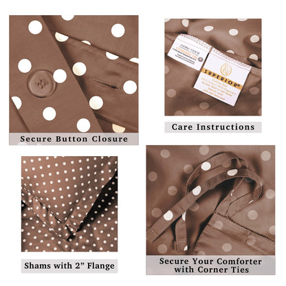 Parure de lit en mélange de coton à pois 600 fils au pouce carré de qualité supérieure