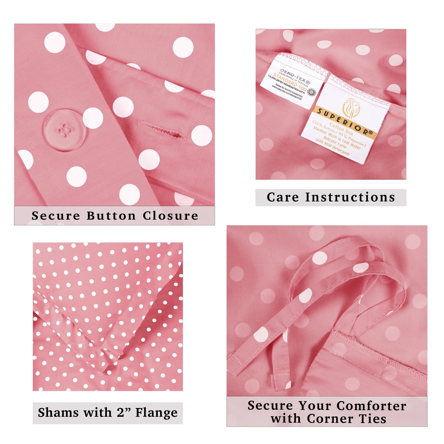 Parure de lit en mélange de coton à pois 600 fils au pouce carré de qualité supérieure