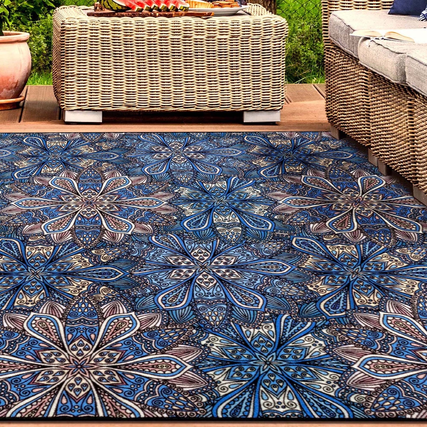 Tapis d'intérieur/extérieur antidérapant Superior Cassidy Floral Boho
