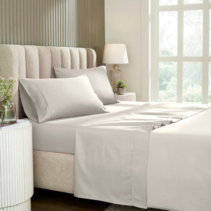 Parure de lit en mélange de coton de qualité supérieure, 1 200 fils au pouce carré, à poches profondes et de couleur unie