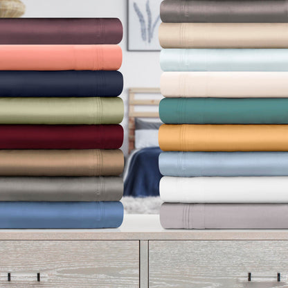 Parure de draps unie en coton égyptien de qualité supérieure 1000 fils au pouce carré