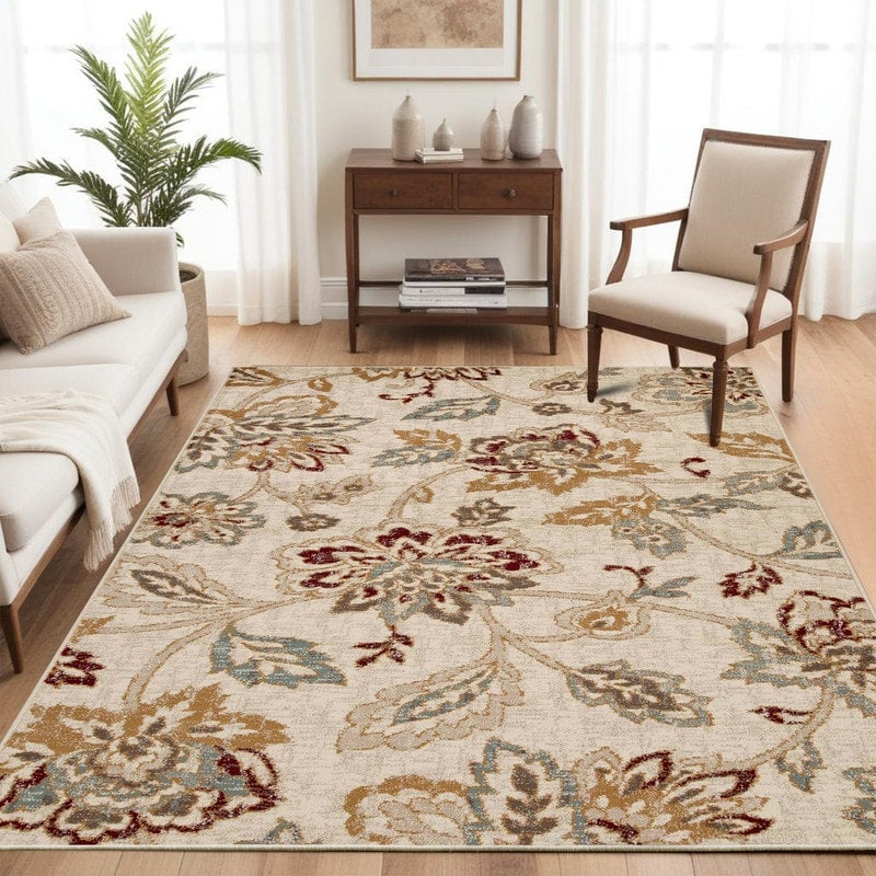 Tapis d'intérieur de style jacobéen à motifs floraux de qualité supérieure