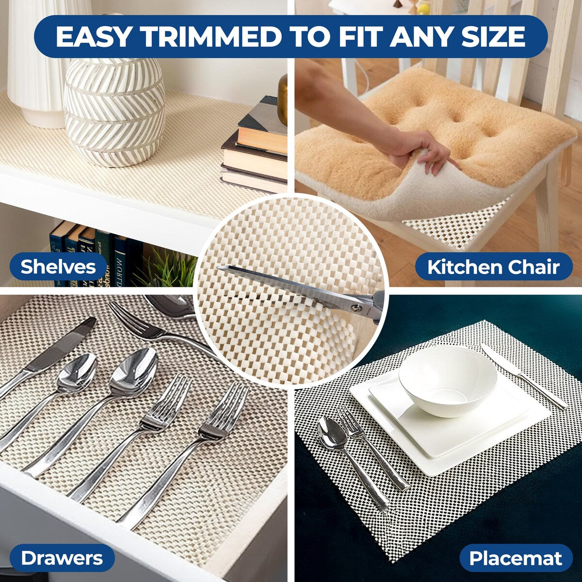 Sous-tapis d'intérieur réversible antidérapant en mousse et maille Superior Rio - Crème